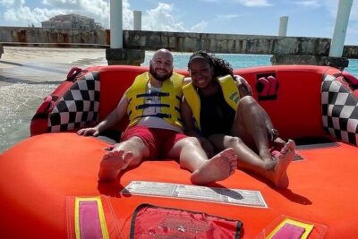 Tubing on grace bay beach Turks and caicos islands
